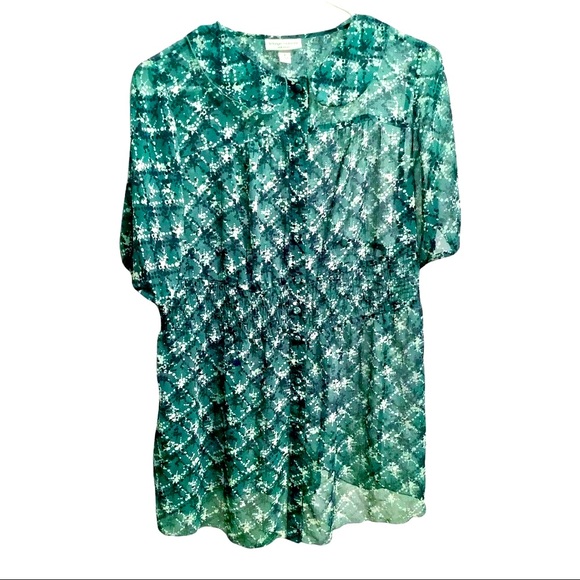 Sheer Green Button Down Liz Maternity Top Blouse, Size S - Picture 1 of 12